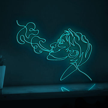 Man Exhale Smoke Cigarette Art Edgy EL Wire Wall Art for Lounge Areas & Adult-Themed Decor