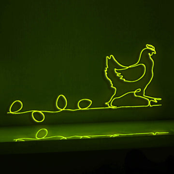 Hen Chicken Farm Eggs Farmhouse EL Wire Kitchen Art for Country Homes & Breakfast Nooks - myneonup