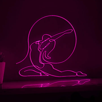 Young Girl Gymnast Yoga Pose Fitness EL Wire Sports Wall Art for Yoga Studios & Wellness Spaces