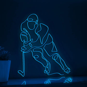 Ice Hockey Player Dribbling Sports EL Wire Wall Art for Rink-Themed Rooms & Hockey Fans