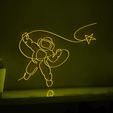 Space Astronaut Catching Star Fantasy EL Wire Space Art for Kids Rooms & Astronomy Decor