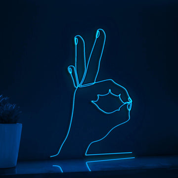 Okay Hand Gesture Modern EL Wire Art for Casual Rooms & Positive Vibes Decor