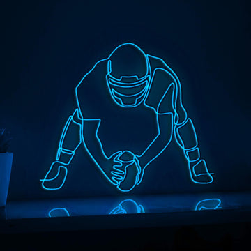 Man Holding Ball Football Game Sports EL Wire Wall Art for Athletic Rooms & Football Decor