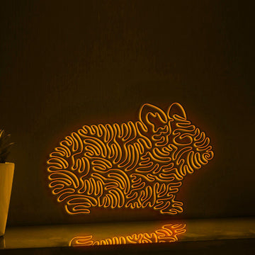 Hamster One Line EL Neon - Fluffy Pet Circle Art - myneonup