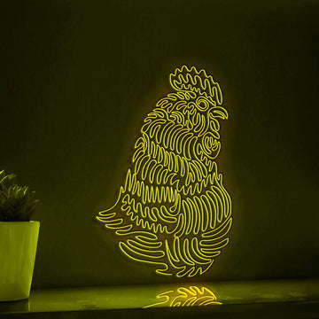 Rooster One Line EL Wire Neon Sign - Feathered Boho Wall Decor - myneonup