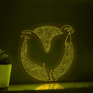 Rooster One Line Art EL Wire Neon Sign 2 - Farm Bird Boho Wall Decor - myneonup