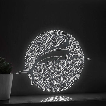 Marlin One Line EL Wire Neon Sign - Ocean Swirl Fish Wall Art - myneonup
