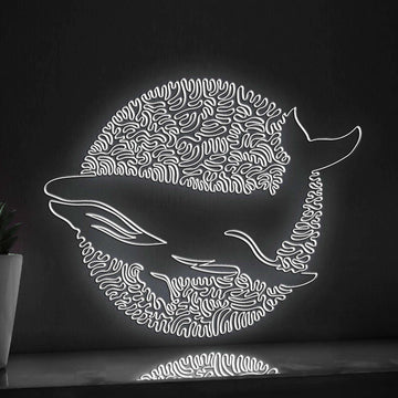 Adorable Whale One Line EL Wire Neon Sign - Sea Animal Wall Art - myneonup
