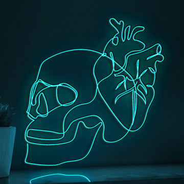 Human Skull Heart Gothic EL Wire Neon Sign for Home Decor Wall Art