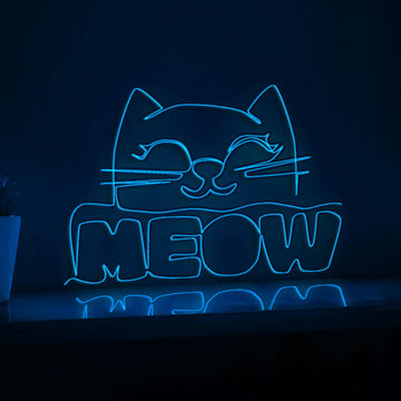 Cute Kitty Cat Adorable EL Wire Animal Art for Nursery & Cat Lover Decor