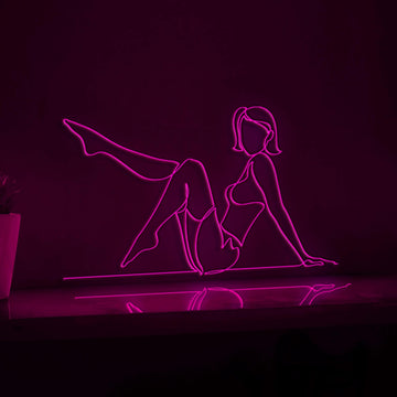 Girl Sitting on Floor Casual EL Wire People Art for Living Rooms & Relaxation Spaces