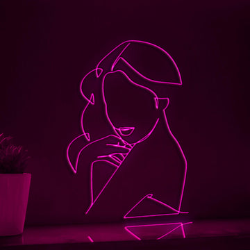 Beauty Face Girl EL Wire Neon Sign, Neon Light for Vanity Rooms & Beauty Studio Decor