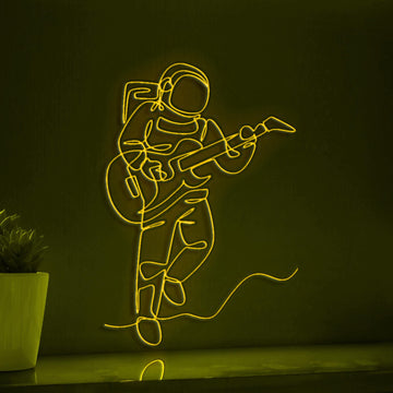 Astronaut Playing Guitar EL Wire Art for Kids Rooms & Space Exploration Themed Decor