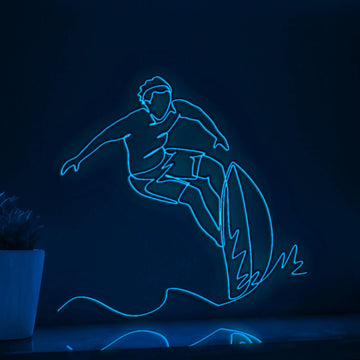 Young Sporty Surfer Man Tropical EL Wire Sports Art for Beach Houses & Surf Lifestyle Rooms