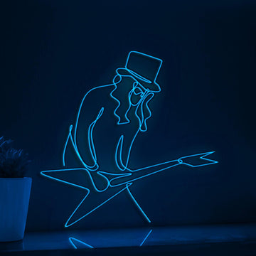 Rocker Guitarist Players Retro EL Wire Music Art for Music Studios & Guitar Lover Rooms