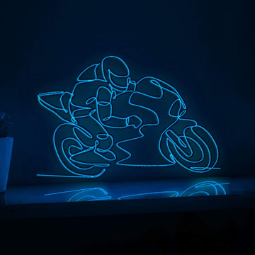 Motorcycle Super Racing High-Octane EL Wire Sports Art for Garage & Speed Enthusiast Rooms