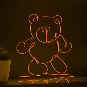 Teddy Bear Cute Animal Theme Handmade EL Wire Neon Light Sign, Home Decor Wall Art