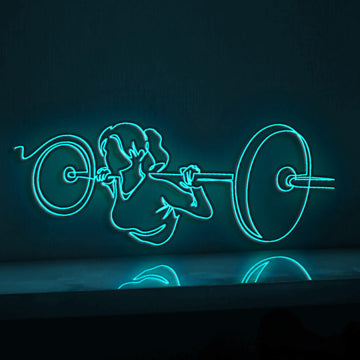 Woman Lifting Weights Fitness EL Wire Sports Wall Art for Gyms & Wellness Studios