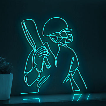 Cricket Player Sports Game Sports EL Wire Wall Art for Cricket Fans & Stadium-Themed Rooms - myneonup
