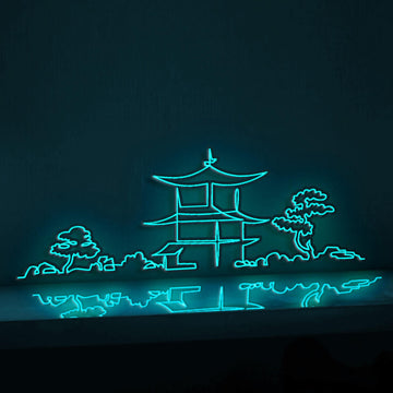 Japanese Buddhist Temple Cultural EL Wire Wall Art for Zen Spaces & Japan Travel Decor