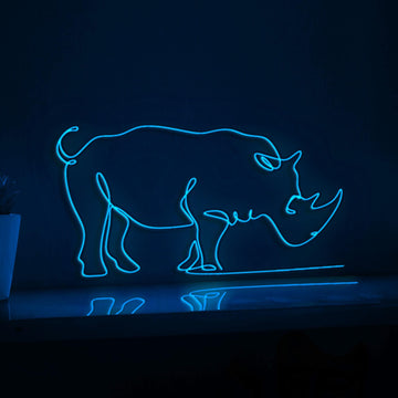 Rhinoceros Animal Artistic EL Wire Wall Art for Safari-Themed Rooms & Wildlife Lovers