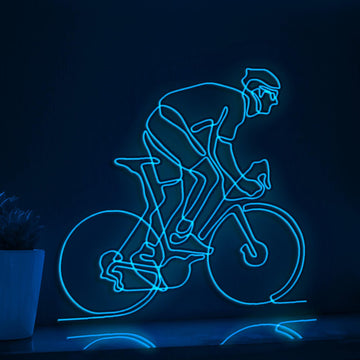 Cyclist Helmet Riding Bicycle Sports EL Wire Wall Art for Fitness Studios & Cycling Enthusiasts