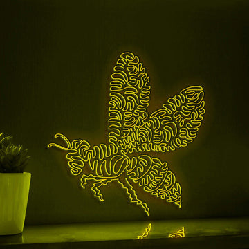 Bee One Line Art EL Wire Neon Sign - Winged Insect Decor - myneonup