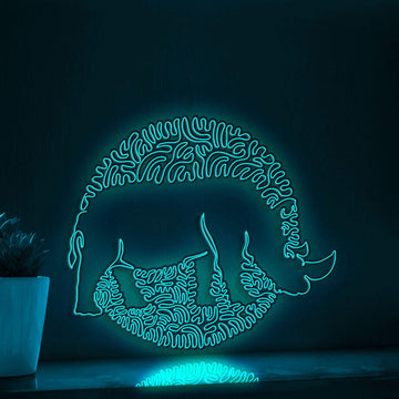 Rhino One Line EL Wire Neon Sign - Animal Themed Wall Decor - myneonup