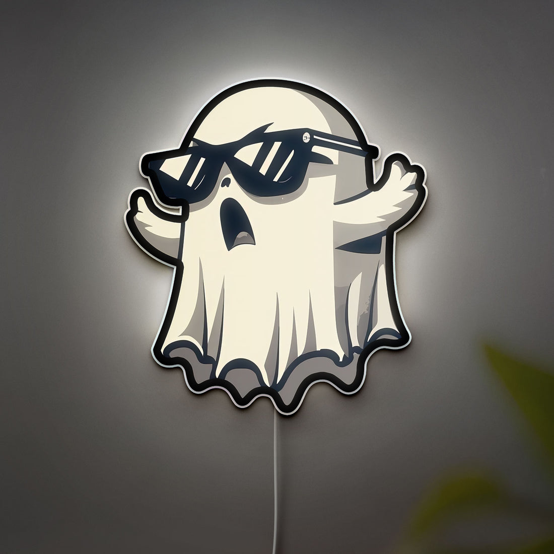 Cool Ghost with Sunglasses 3D Light Box - Playful Cartoon LED Night Light, Swag Room Decor for Teens & Fun Halloween Gift 