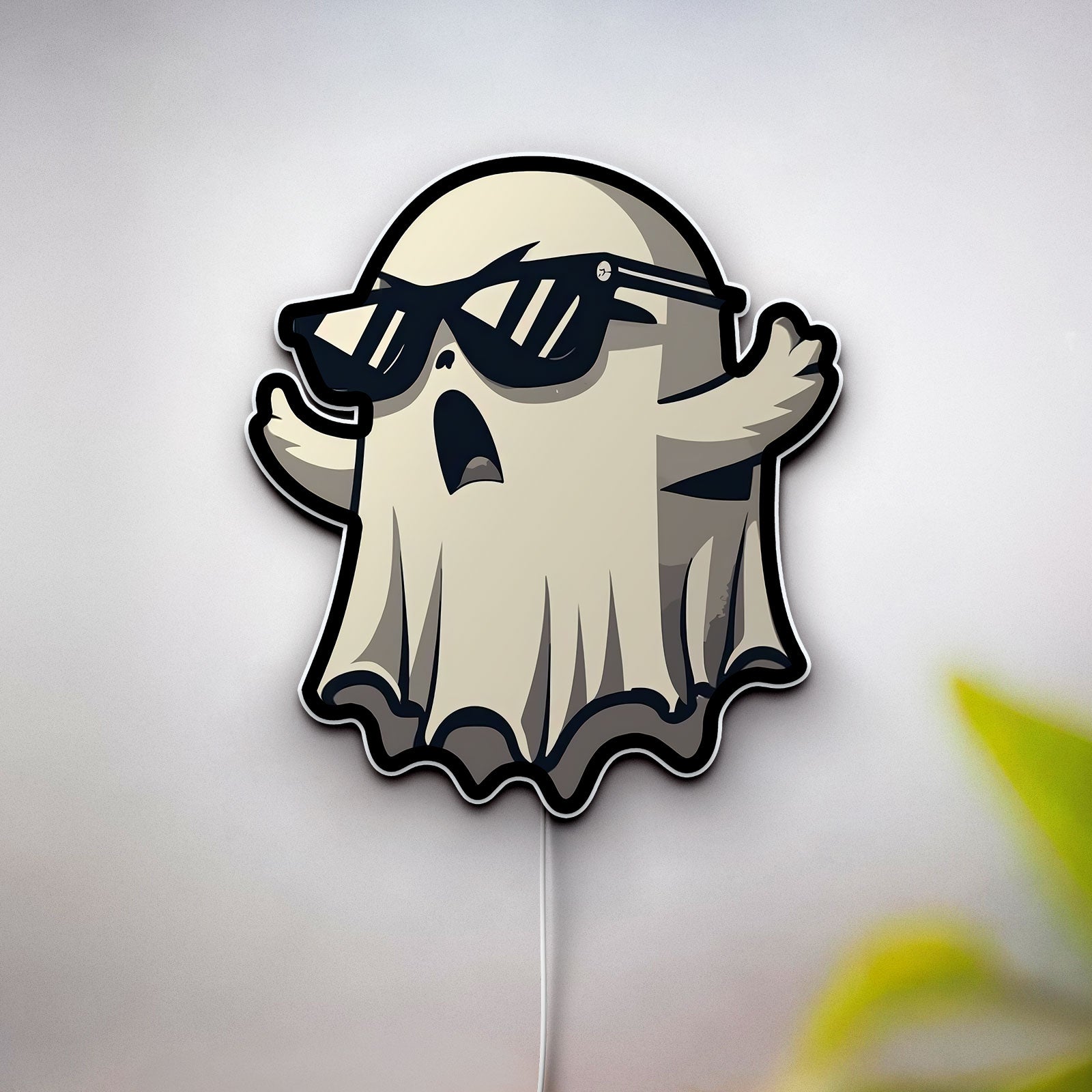Cool Ghost with Sunglasses 3D Light Box - Playful Cartoon LED Night Light, Swag Room Decor for Teens & Fun Halloween Gift 