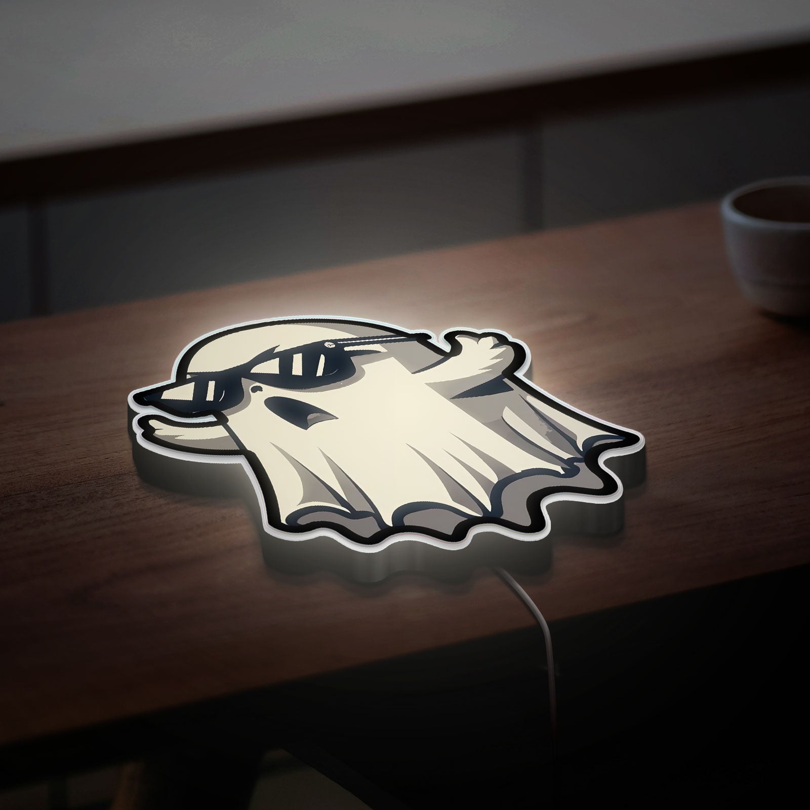 Cool Ghost with Sunglasses 3D Light Box - Playful Cartoon LED Night Light, Swag Room Decor for Teens & Fun Halloween Gift 