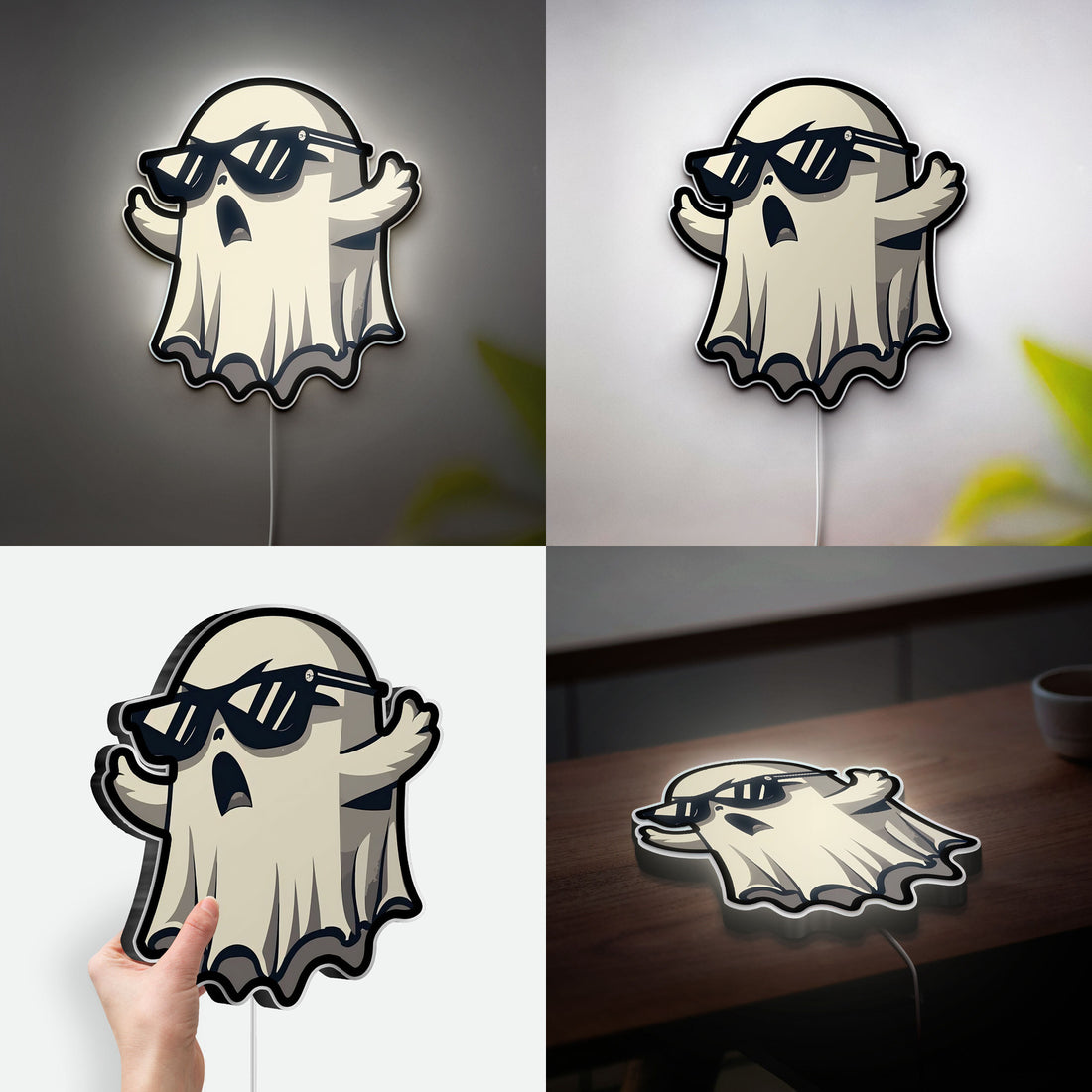 Cool Ghost with Sunglasses 3D Light Box - Playful Cartoon LED Night Light, Swag Room Decor for Teens & Fun Halloween Gift 