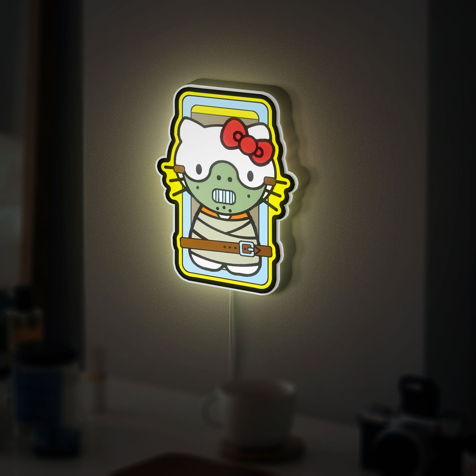 Hannibal Kitty Creepy Cute Night Light - Spooky Hello Kitty LED Lamp, Kawaii Horror Decor for Anime & Halloween Collectors 