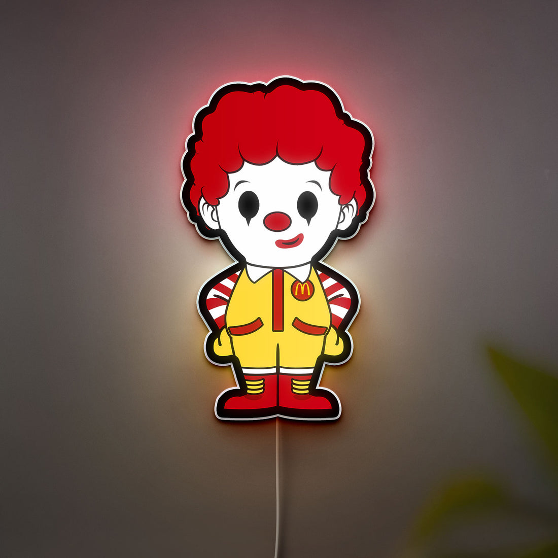 Chibi Ronald McDonald 3D Light Box - Retro Fast Food LED Night Light, Nostalgic Cartoon Decor for McDonald's Fans & Collectors
