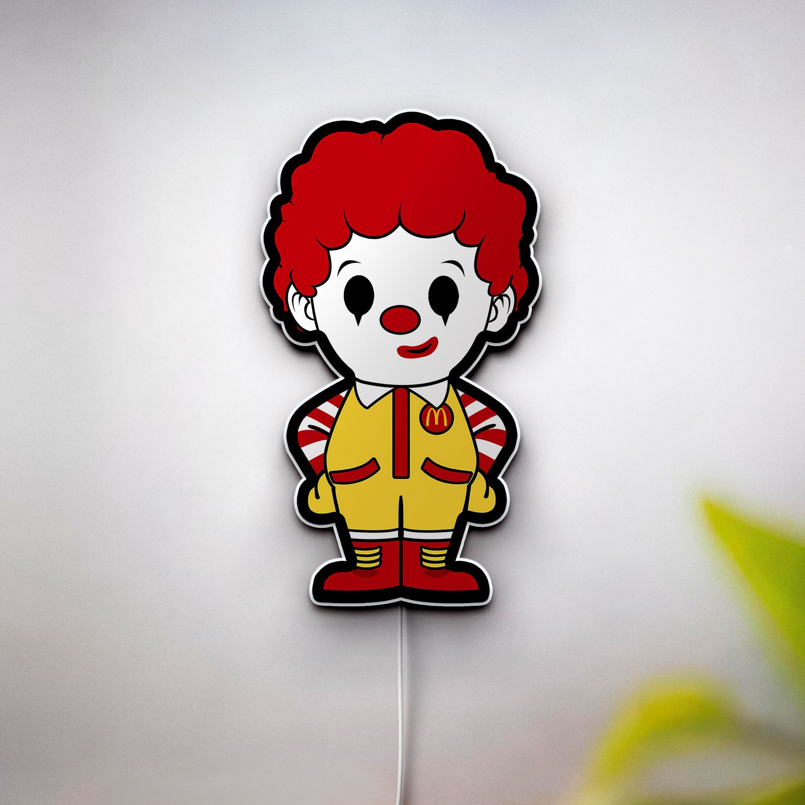 Chibi Ronald McDonald 3D Light Box - Retro Fast Food LED Night Light, Nostalgic Cartoon Decor for McDonald's Fans & Collectors

