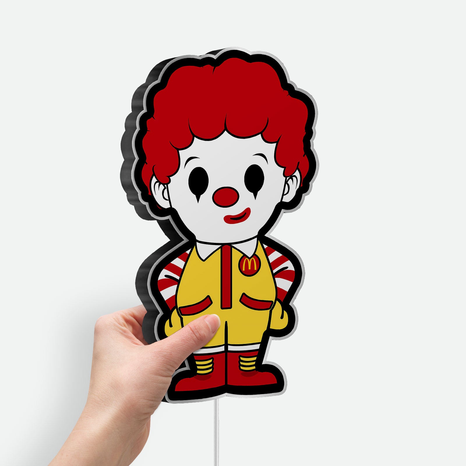 Chibi Ronald McDonald 3D Light Box - Retro Fast Food LED Night Light, Nostalgic Cartoon Decor for McDonald's Fans & Collectors
