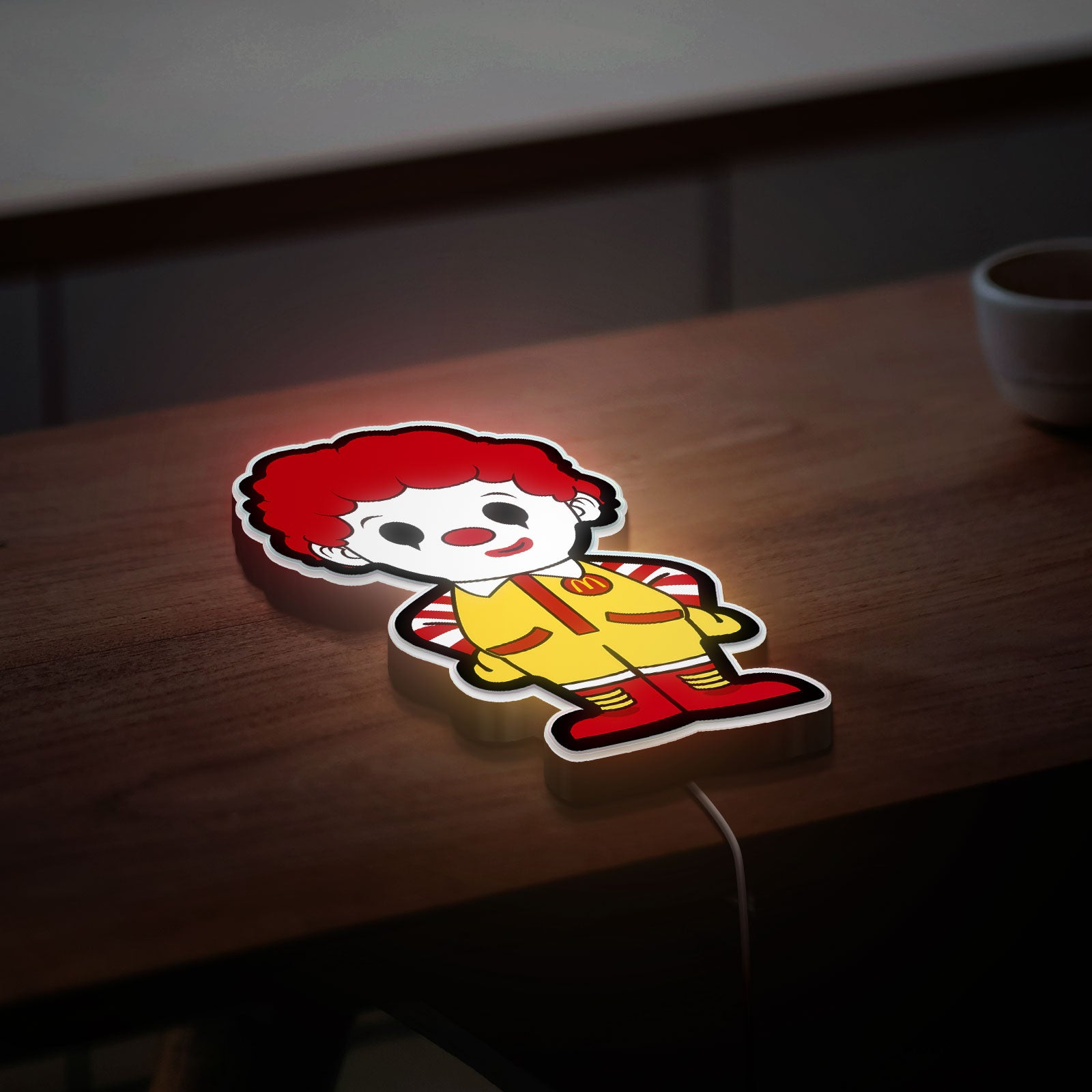 Chibi Ronald McDonald 3D Light Box - Retro Fast Food LED Night Light, Nostalgic Cartoon Decor for McDonald's Fans & Collectors
