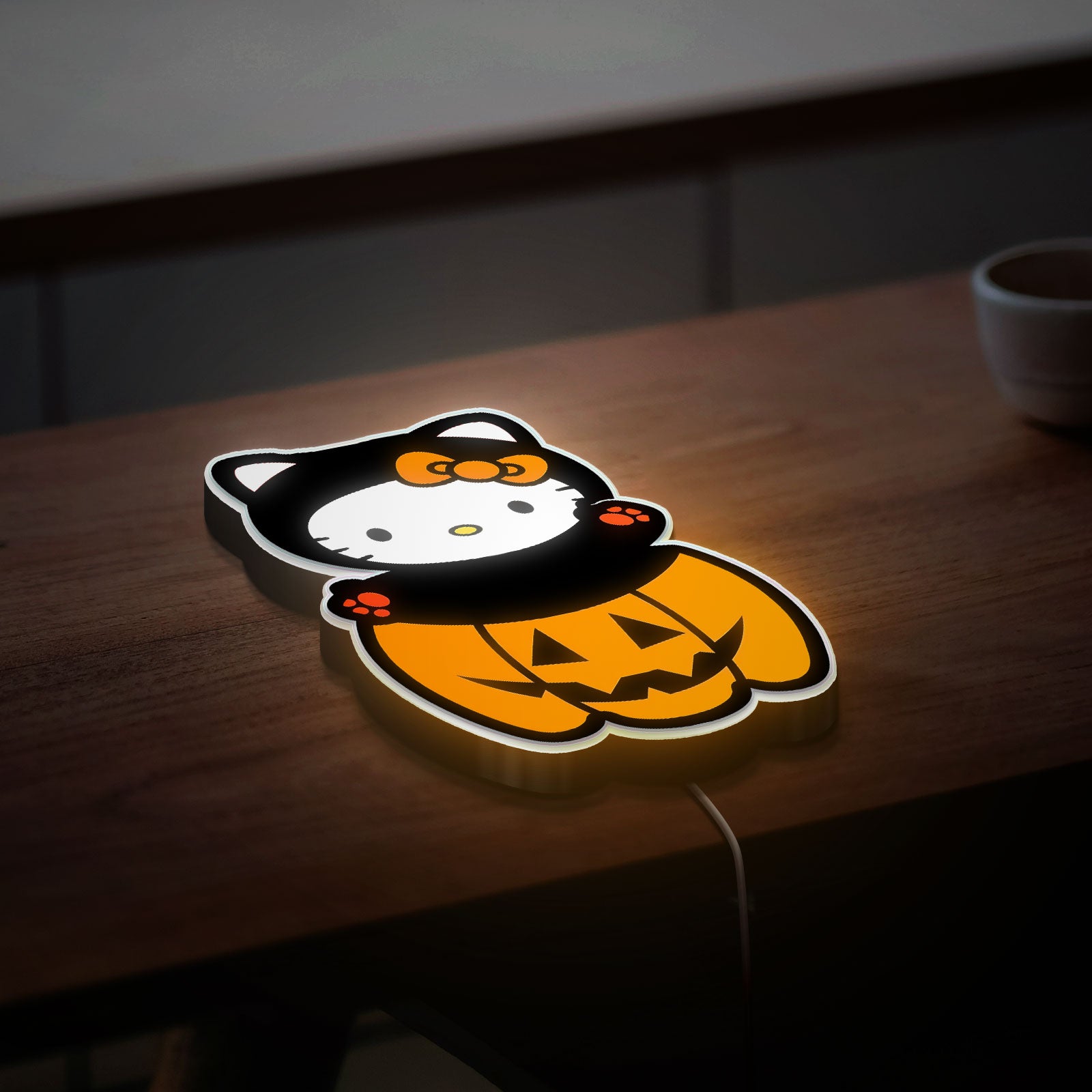 Hello Kitty Halloween 3D Light - Cute Pink Glow Decor, Kawaii Pumpkin Night Light, Sanrio Themed Gift for Kitty Fans
