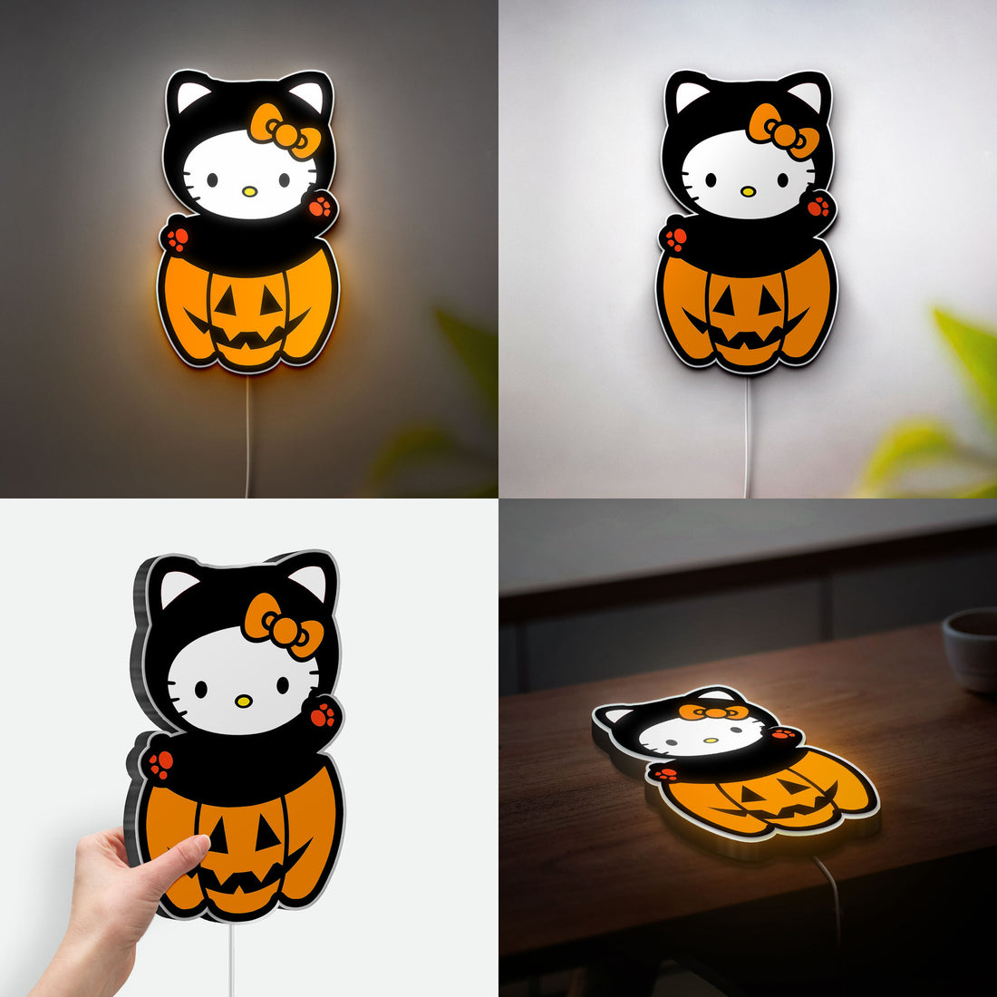 Hello Kitty Halloween 3D Light - Cute Pink Glow Decor, Kawaii Pumpkin Night Light, Sanrio Themed Gift for Kitty Fans
