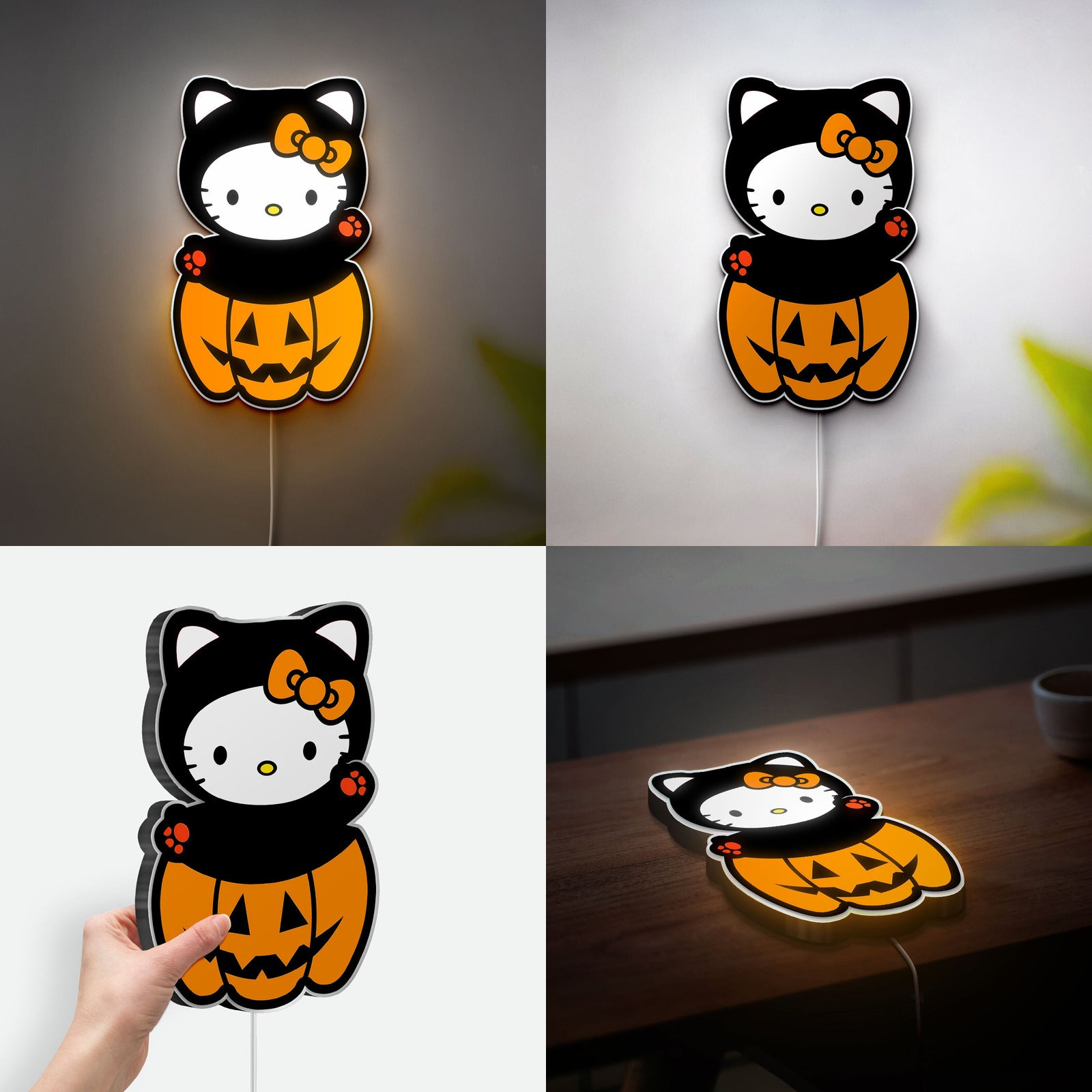 Hello Kitty Halloween 3D Light - Cute Pink Glow Decor, Kawaii Pumpkin Night Light, Sanrio Themed Gift for Kitty Fans
