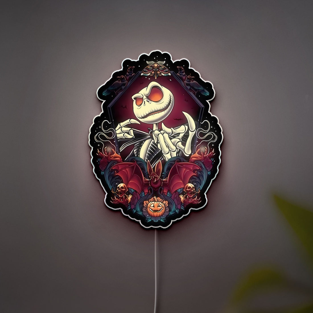 Jack Skellington Glow Light - Nightmare Before Christmas LED Decor, Spooky Halloween Night Lamp, Tim Burton Inspired Gift for Fans
