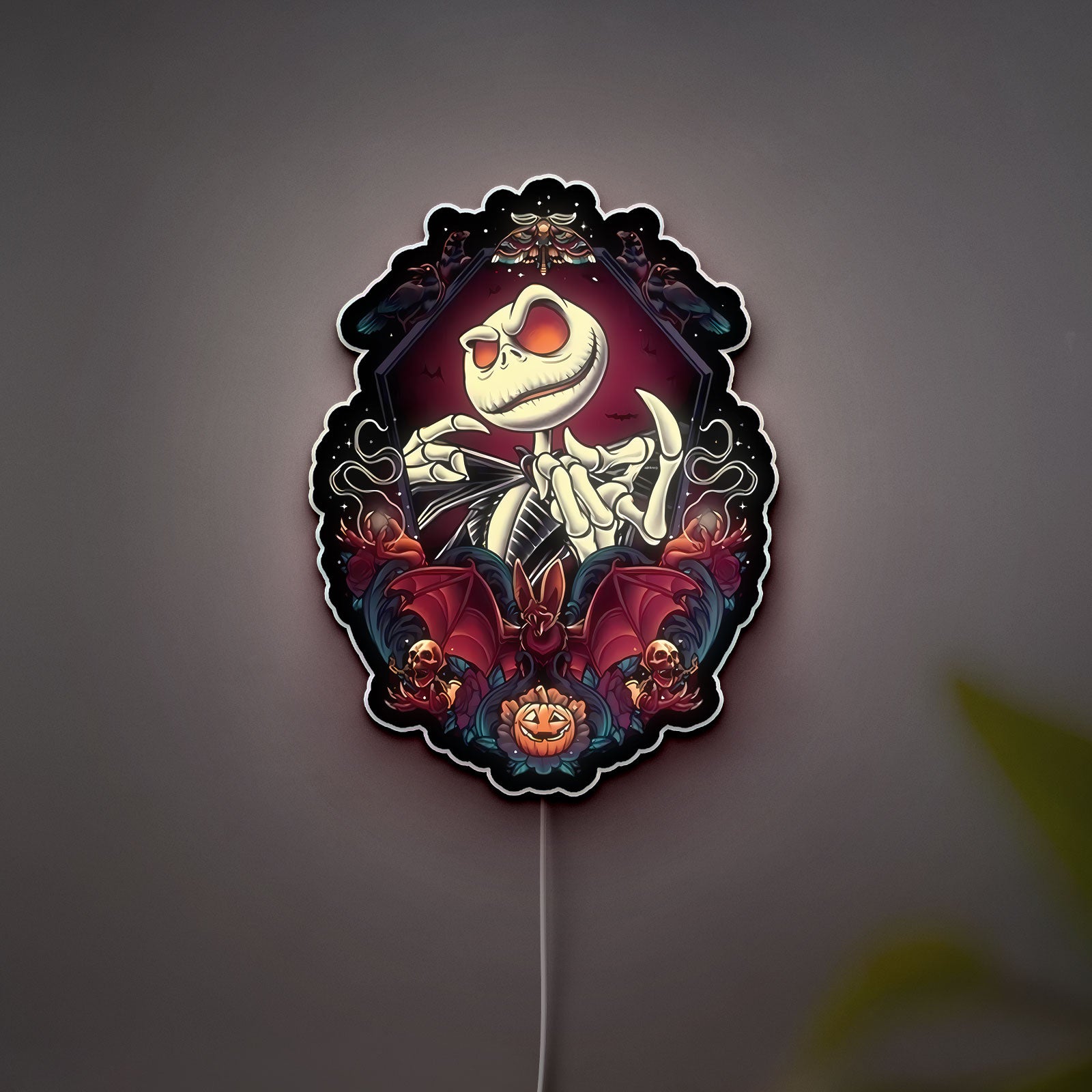 Jack Skellington Glow Light - Nightmare Before Christmas LED Decor, Spooky Halloween Night Lamp, Tim Burton Inspired Gift for Fans
