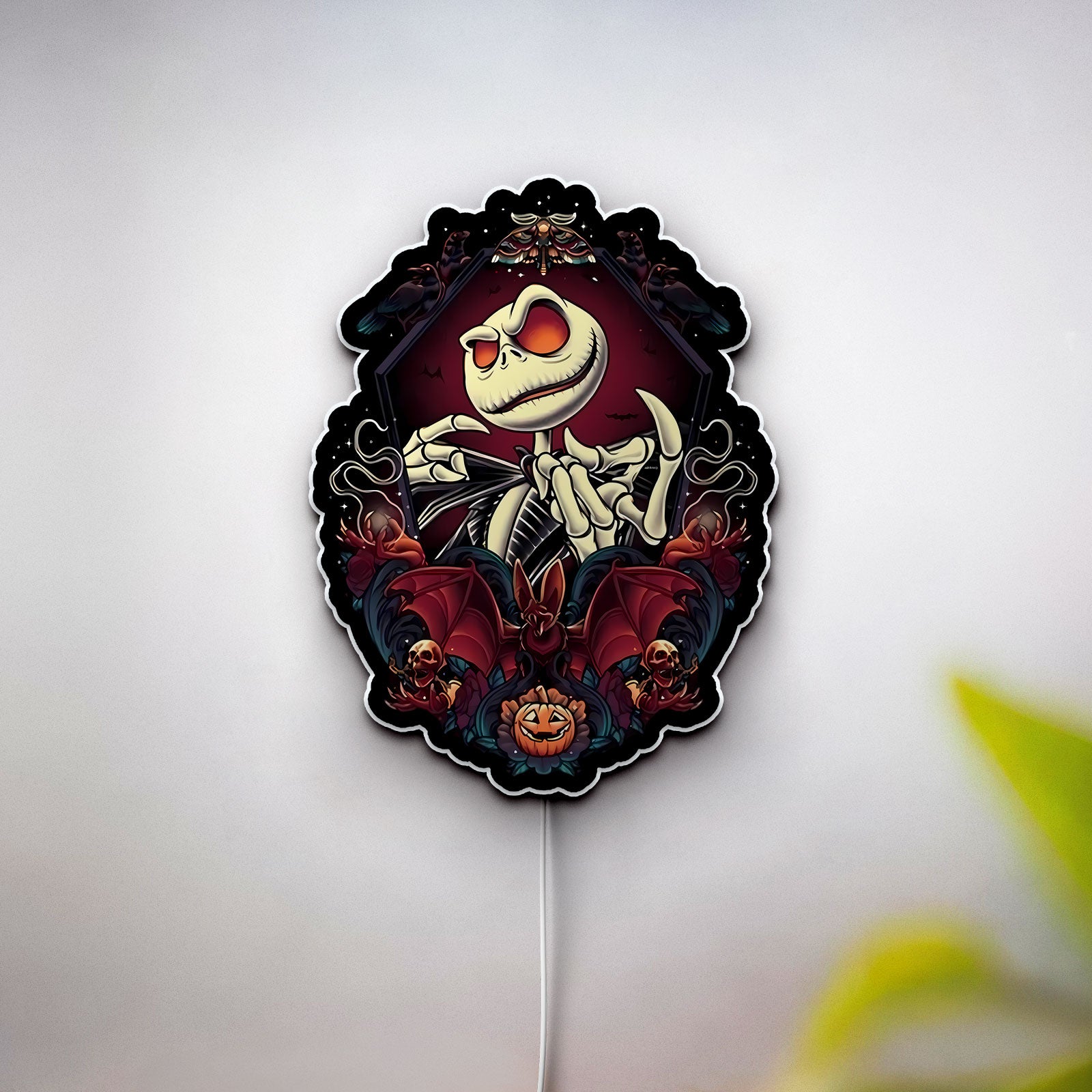 Jack Skellington Glow Light - Nightmare Before Christmas LED Decor, Spooky Halloween Night Lamp, Tim Burton Inspired Gift for Fans
