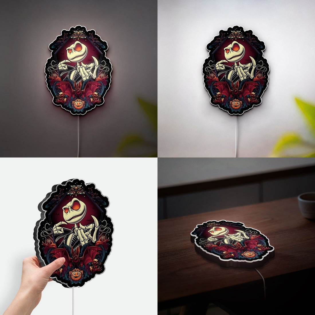 Jack Skellington Glow Light - Nightmare Before Christmas LED Decor, Spooky Halloween Night Lamp, Tim Burton Inspired Gift for Fans
