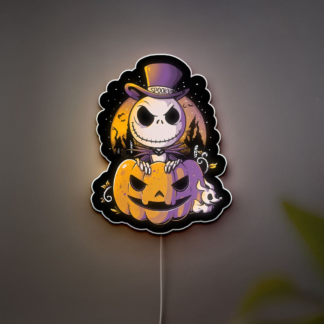Spooky Jack 3D Light Box - Nightmare Before Christmas LED Night Light, Halloween Pumpkin Decor for TNBC Fans

