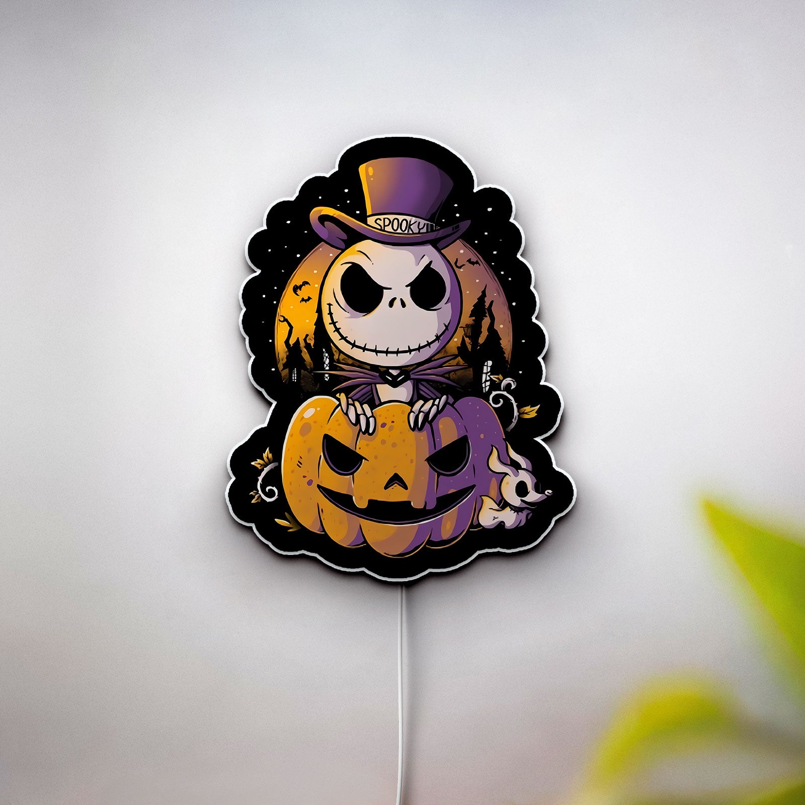 Spooky Jack 3D Light Box - Nightmare Before Christmas LED Night Light, Halloween Pumpkin Decor for TNBC Fans
