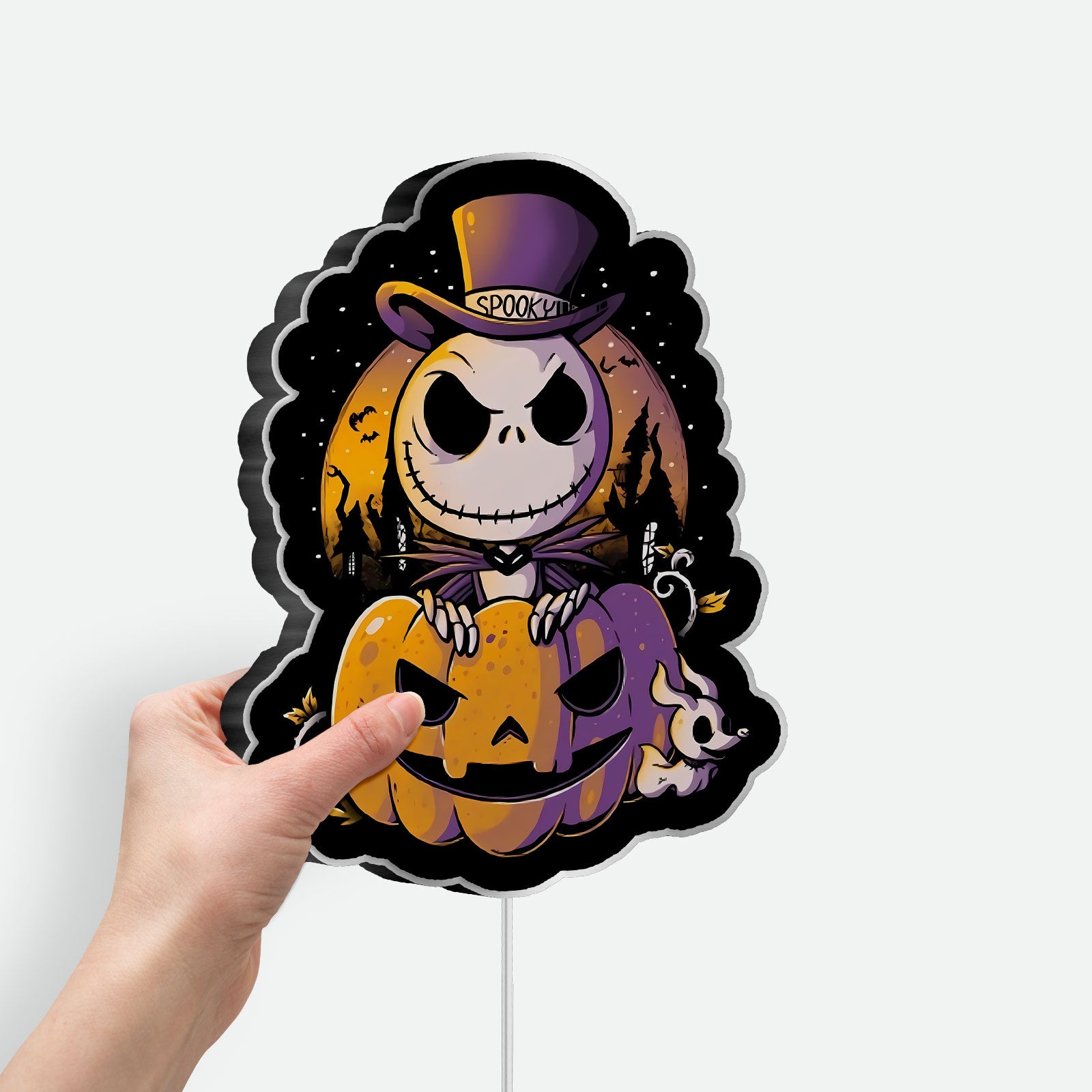 Spooky Jack 3D Light Box - Nightmare Before Christmas LED Night Light, Halloween Pumpkin Decor for TNBC Fans
