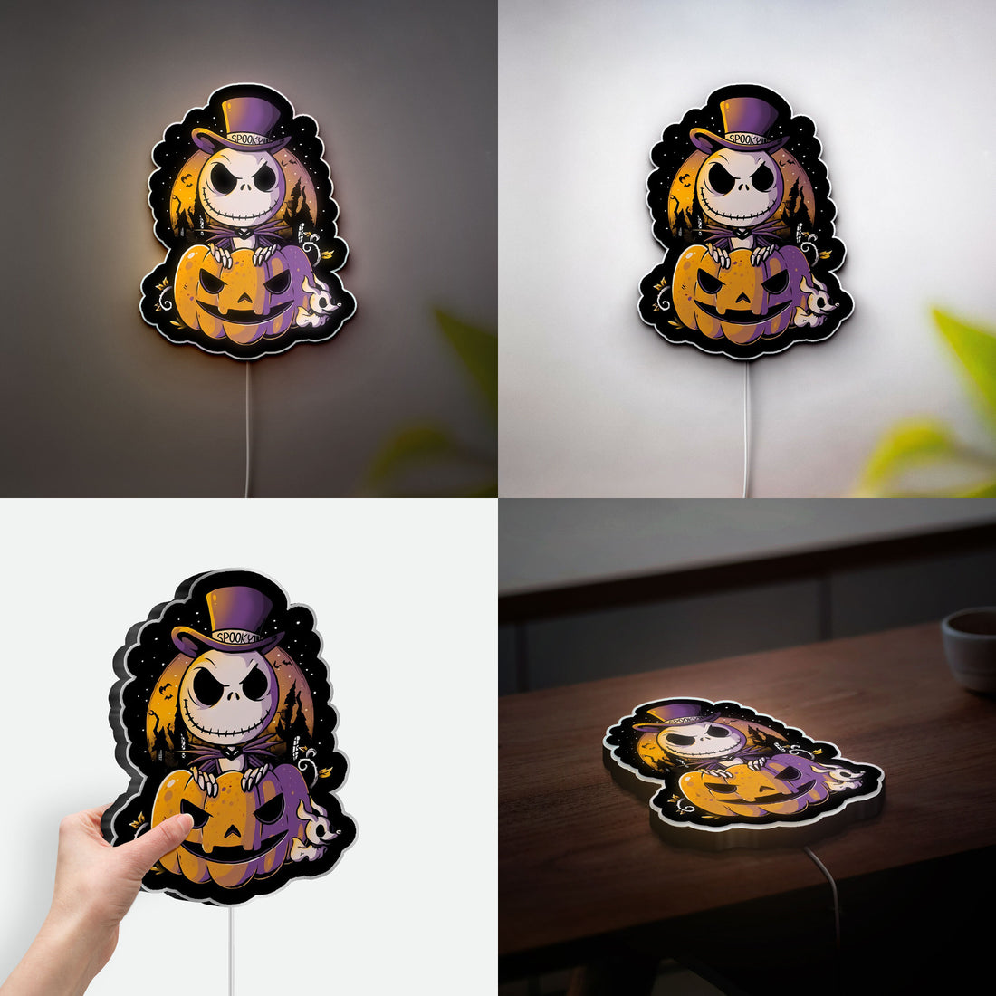 Spooky Jack 3D Light Box - Nightmare Before Christmas LED Night Light, Halloween Pumpkin Decor for TNBC Fans
