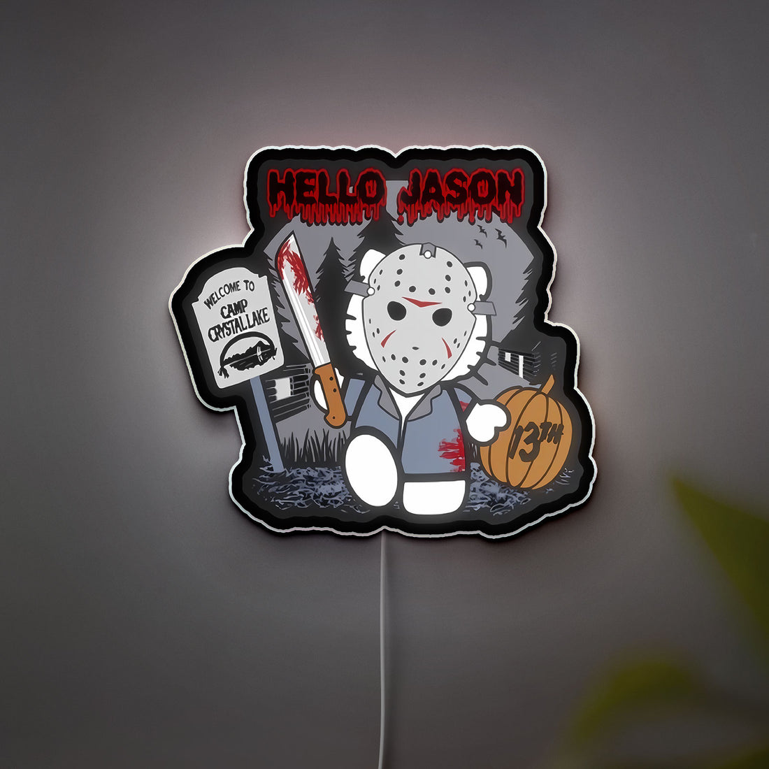Horror Movie Jason Light Box, Scary Cat Glow Decor, Halloween Gift for Horror Fans
