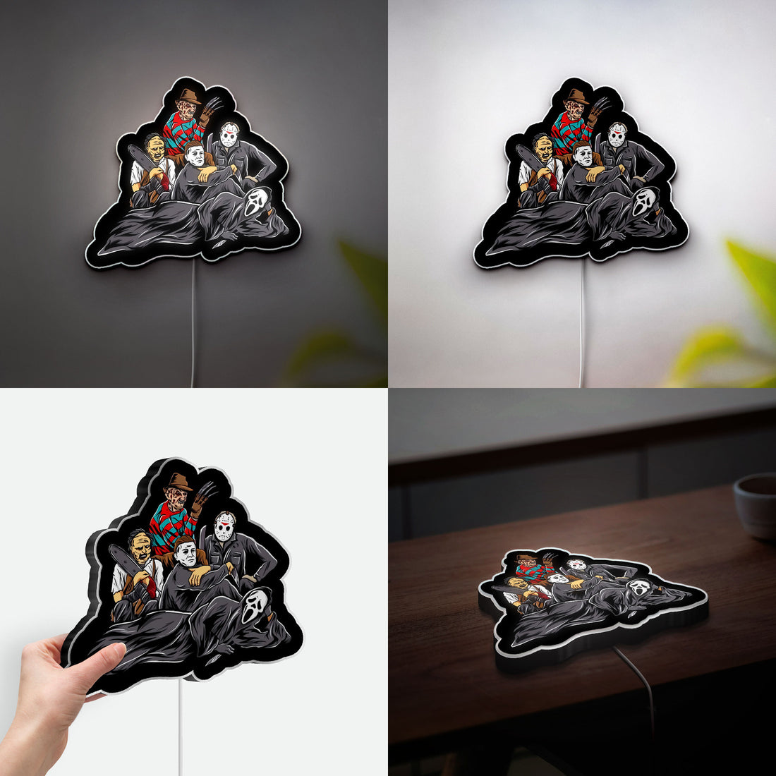 Halloween Horror Icons 3D Light Box - Michael Myers & Classic Scary Movie LED Night Light, Creepy Decor for Horror Fans
